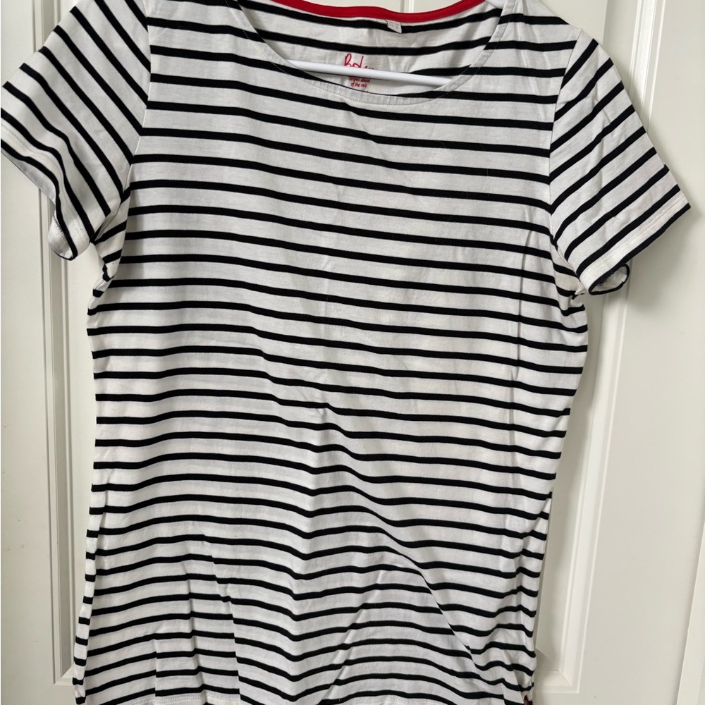 Boden Black and White Striped Short Sleeve Tee